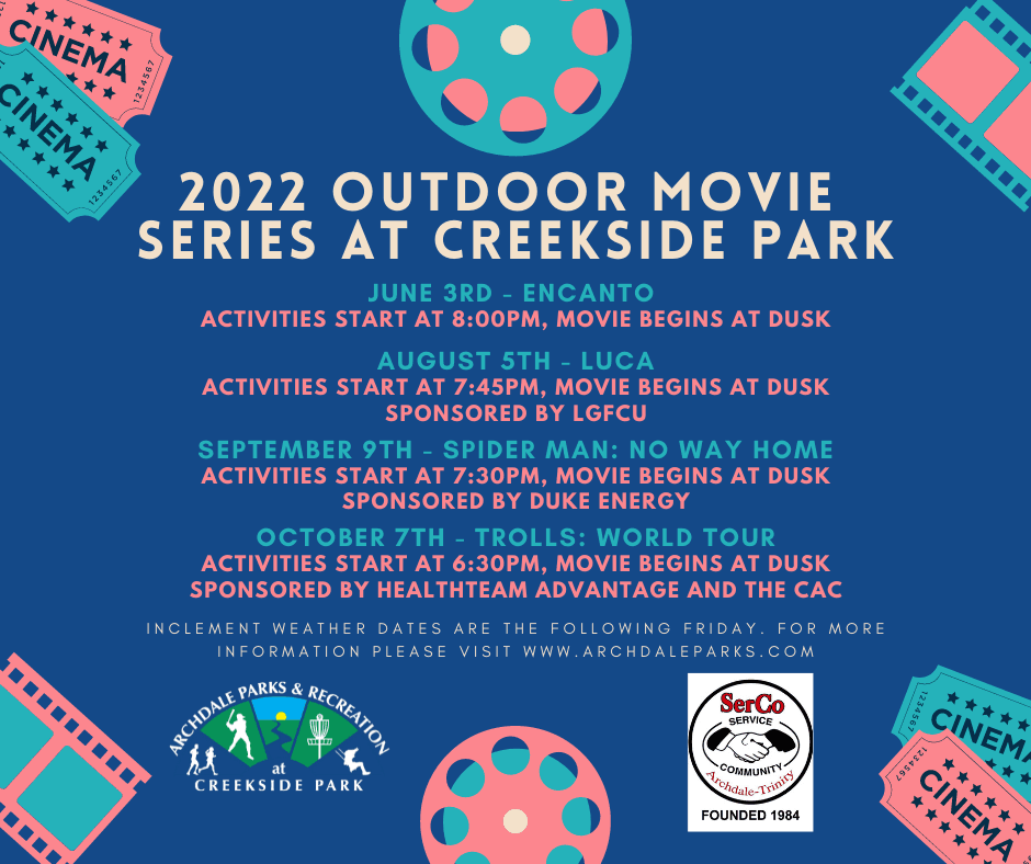 Outdoor Movie Series 2022 Listing for Creekside Park