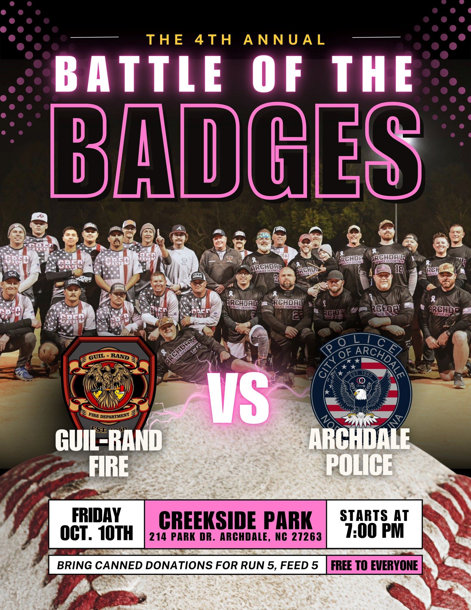 Battle of the Badges  2025 Softball Game PD vs FD