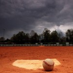 Baseball field at night